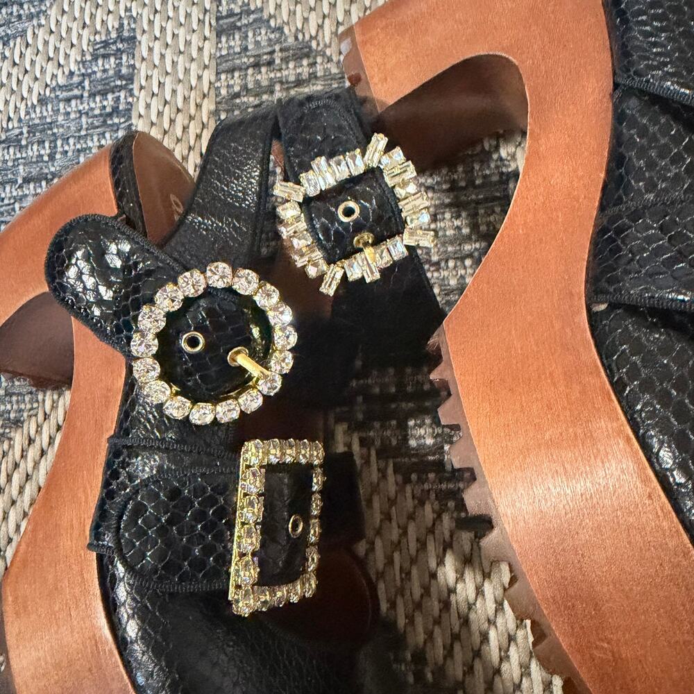 AUTUMN ADEIGBO TRIPLE STRAP CLOG - BLACK SNAKE EMBOSSED Sz EU40 - Picture 6 of 9